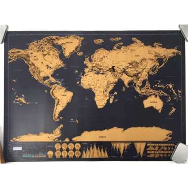 Poster Peta Dunia Large Vintage World Map Maps Besar Kraft Klasik Multivariasi Multicolor