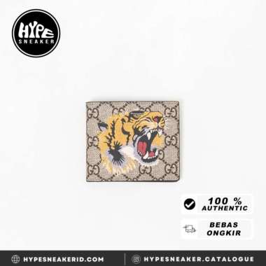 Dompet GUCCI GG TIGER BEIGE WALLET 100% ORIGINAL 10X9CM