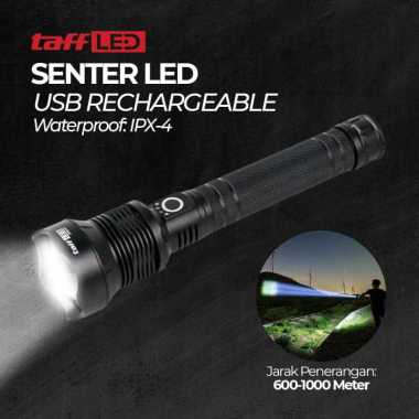 TaffLED Senter LED Flashlight USB Rechargeable XHP 70 2000 Lumens
