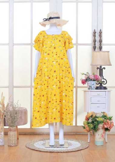 Ayuri Daster Rayon ayana dress all size muat S-XXL ld 130cm Bumblebee Flower