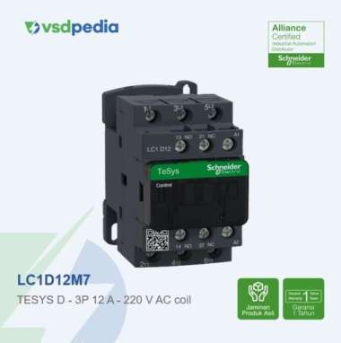SCHNEIDER Contactor TeSys D 3P AC3 12A 220VAC coil LC1D12M7