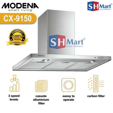 COOKER HOOD MODENA CHIMNEY 90 CM CX9150 PENGHISAP ASAP DAPUR MODENA CX-9150 GARANSI RESMI