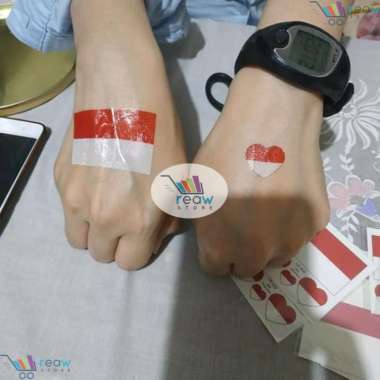 Tato Temporer / Temporary Tattoo Pipi Muka Tangan Bendera Merah Putih Terjual 70+ • bintang4.9 (9 ra
