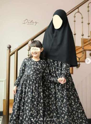 Ditsy Night Gown Des 2023-Baju Tidur - Gamis Seri Auretta Jetblack XXXL