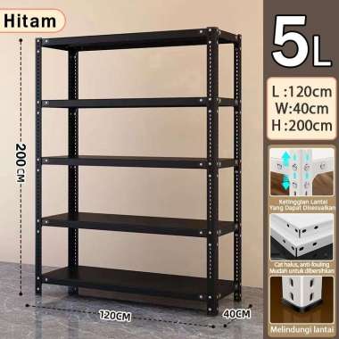 Yup Rak Besi (100Persen Besi) Rak gudang 5 susun Rak 5L—120*40*200 Besi⬛