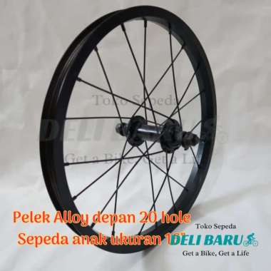 Pelek jadi Wheelset ukuran 16 Velg Alloy hitam DEPAN sepeda anak, mini, lipat