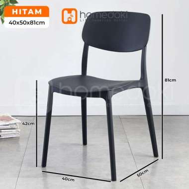 Homedoki Kursi Makan plastik/ kursi murah/ kursi plastik cafe/ Kursi Belajar Hitam