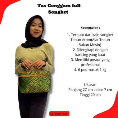 Songket Pash - Tas Songket Genggam Bermacam Motif Dan Warna Hijau