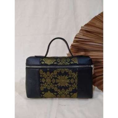 Songket Pash - Tas Songket Merah Palembang Genggam Pria Dan Wanita - Songket Pash Hitam