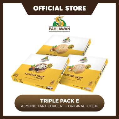 Triple Pack E (Almond Tart Pahlawan - 1 Cokelat + 1 Keju + 1 Original)