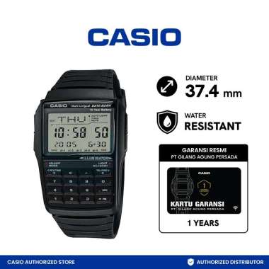 CASIO DBC-32-1ADF Data Bank Square Shape Jam Tangan Unisex - Hitam