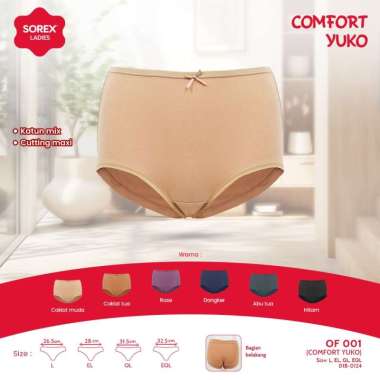 (PILIH WARNA) Sorex Celana Dalam Wanita Basic Maxi Comfort Yuko Katun Mix CD OF 001 Coklat Muda XXXL