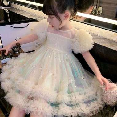 Dress Pesta Princess Anak perempuan Gaun Apricot baju pesta anak dress putih anak gaun pesta anak ga