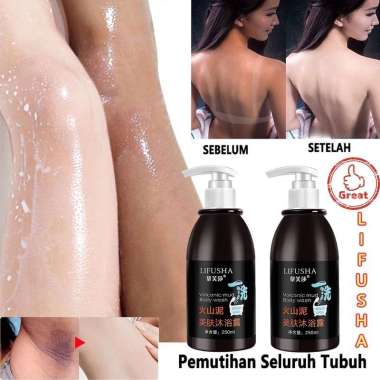 LIFUSHA Lumpur vulkanik body wash Sabun pemutih badan 250ml Whitening body wash Sabun mandi cair Pem