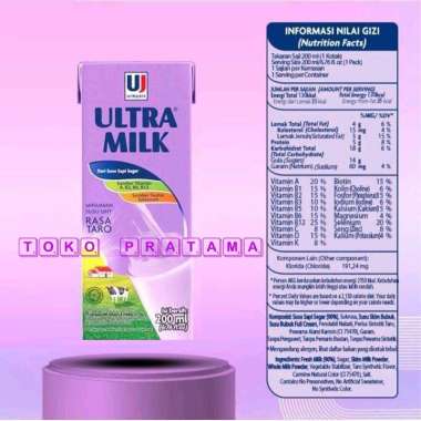 Ultra Milk Susu UHT 200ml [1 Dus/ 24 Pcs] Taro