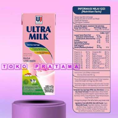 Ultra Milk Susu UHT 200ml [1 Dus/ 24 Pcs] Strawberry