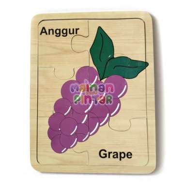Mainan Kayu Pintar Puzzle Kayu Jigsaw Background Bergambar SNI Puzzle Anggur