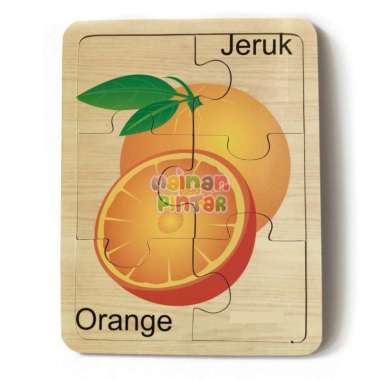 Mainan Kayu Pintar Puzzle Kayu Jigsaw Background Bergambar SNI Puzzle Jeruk