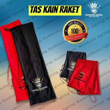 tas kain raket badminton bulutangkis serut lembut berkualitas bagus Merah