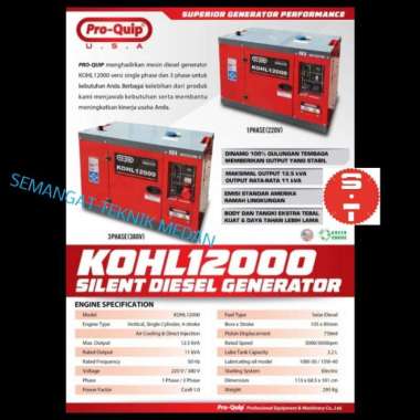 KOHL12000 GENSET LISTRIK SILENT SOLAR 11000 WATT 12,5KVA 12KVA PROQUIP