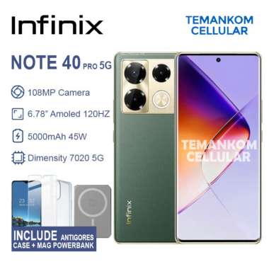 Infinix Note 40 Pro 5G 16GB RAM 8+8 8/256 8GB 256GB NFC Dimensity 7020 5G BARU Garansi RESMI green