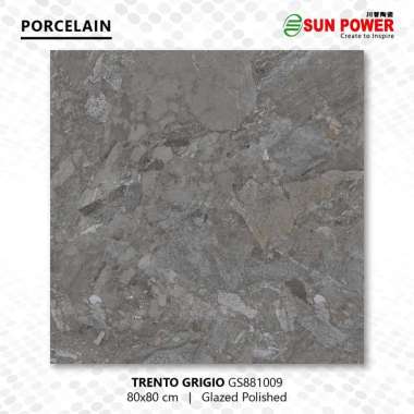 Granit Lantai Glossy Polished 80x80 - Trento Grigio | Sun Power