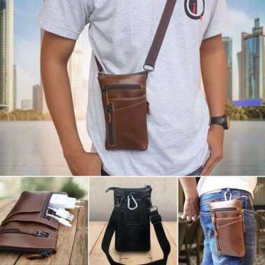 Tas Hp Kulit waistbag tempat hp kulit asli- TAS HP MINI BAG TAS SELEMPANG PRIA- TAS PINGGANG KULIT H
