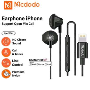 Earphone Headset Mcdodo HP-2800 Wired Lightning Music+Call