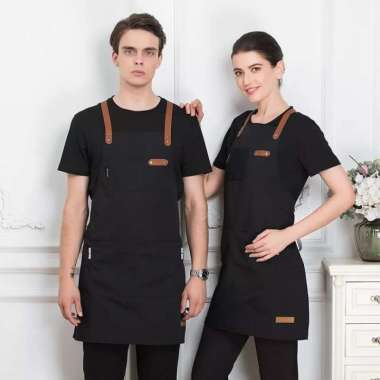 CELEMEK APRON BARISTA BARTENDER CELEMEK MASAK DAPUR PRIA WANITA DEWASA APRON HITAM