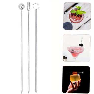 JUWI Tusukan Buah Cocktail Pick Garnish Decoration Stainless Steel Gold Ring