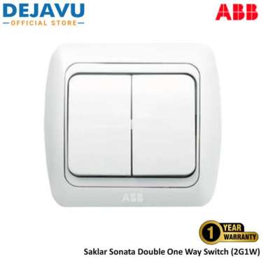 Saklar ABB Sonata White Double One Way Switch-Sakelar 2Gang1Way(2G1W)