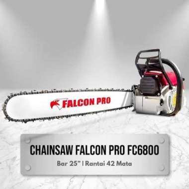 Mesin Chainsaw Potong Kayu 25 " FALCON Tipe FC 6800 Complete Bar 25 inchi Original