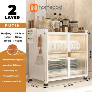 Homedoki Rak Piring / Rak Cuci Piring / Peralatan Dapur/ Rak Pengering / Rak Dapur 44CM-2LAYER Putih