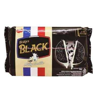 Biskies Black 72gr Biskuit Dengan Isi Krim Rasa Coklat Dan Rasa Milky Milky