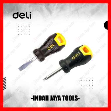 DELI Obeng CEBOL +/- Plus Min - Cr-V Stubby Screwdriver PLUS