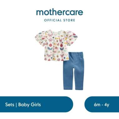 Mothercare Blouse and Jeggings Set - Set Baju Bayi Perempuan (Putih) 9-12 bulan
