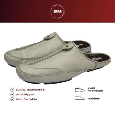 Supervice Sepatu Slip-On Slop Priia Kulit Bst 43 Putih