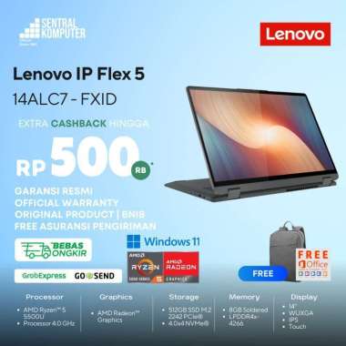 Lenovo Flex 5 14ALC7 AMD Ryzen 5 5500U 8GB Soldered LPDDR4x 512GB SSD M.2 Windows + Office