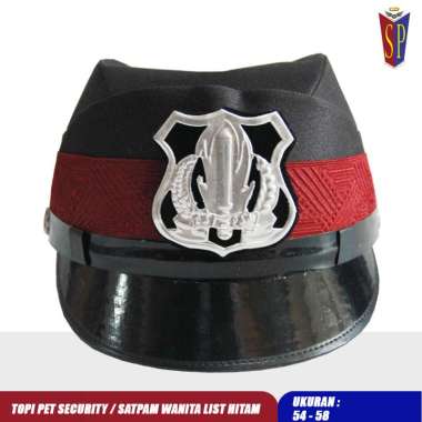 Topi Pet Satpam Wanita Coklat Lis Hitam - Topi Pet Secwan Coklat 54 cm