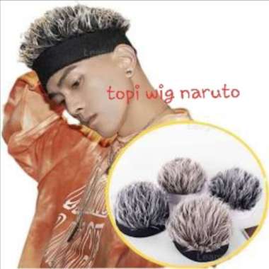 Topi Wig Rambut Korea NARUTO / Topi Anime / Topi Kamuflase Gaya Retro hitam