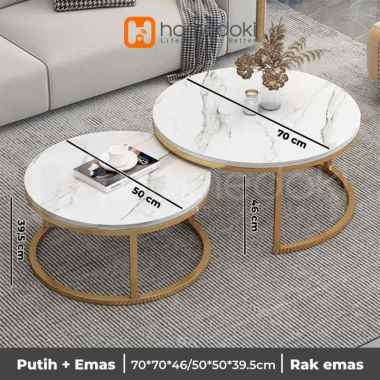 Homedoki meja teh minimalis / meja kopi / meja tamu / meja bundar / meja sederhana modern L-Emas