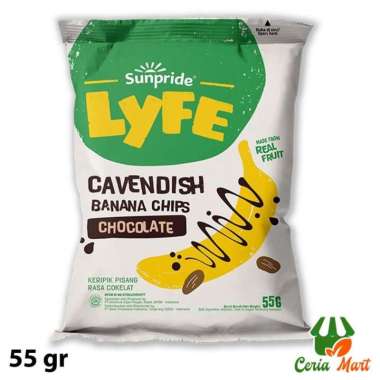 Keripik Pisang Sunpride Lyfe Cavendish Banana Chips Rasa Coklat 55 gr