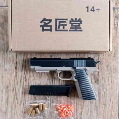 Mainan Dart Blaster Colt M1911 Premium Version Bahan Full Plastik ABS Auto Otomatis Cokelat