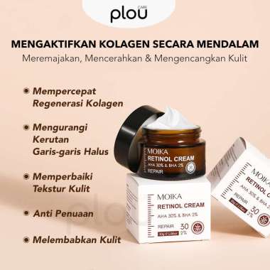 Plou Care Moika Original Cream Retinol + AHA BHA Wajah 30g Anti Aging Repair Mencerahkan Pengencang 