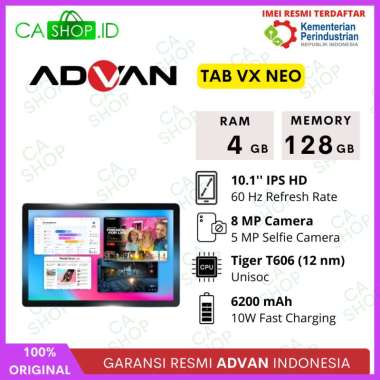 Advan Tab VX Neo - 4GB 128GB (4/128) - Tablet 10" IPS Display 4G LTE - New Original Garansi Resmi Ta