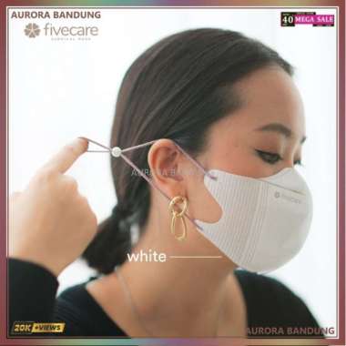 Fivecare Duckbill Series 4D Five Care 4 Ply Masker Surgical Mask WIB - Stone White