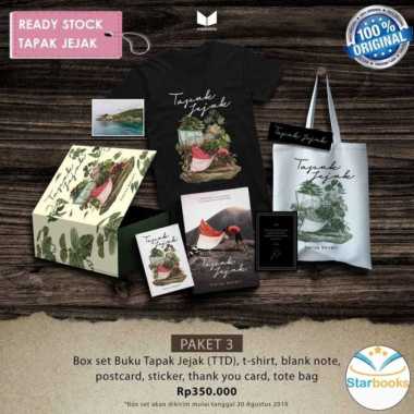 Paket 3 Boxset Tapak Jejak Ttd Fiersa Besari +Kaos,Notes,Sticker,Postc