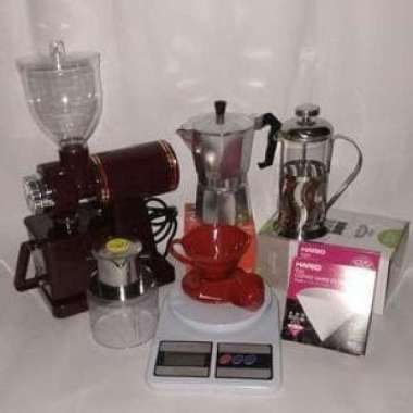 Paket Cafe Sederhana (Grinder Elektric, Virtnam Drip, V60, Alat Kopi)