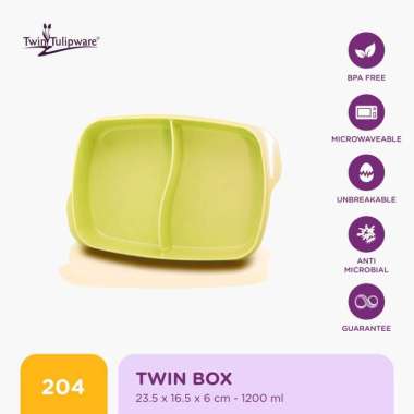 Kotak Makan Twin Tulipware Twin Box 1200 ML Avo