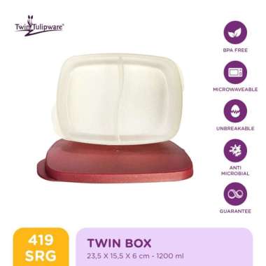 Kotak Makan Twin Tulipware Twin Box 1200 ML SilverRedGliter